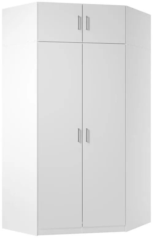 Szafa narożna 2-drzwiowa - szer. 117 cm - Biały + Nadstawka - BELOMY