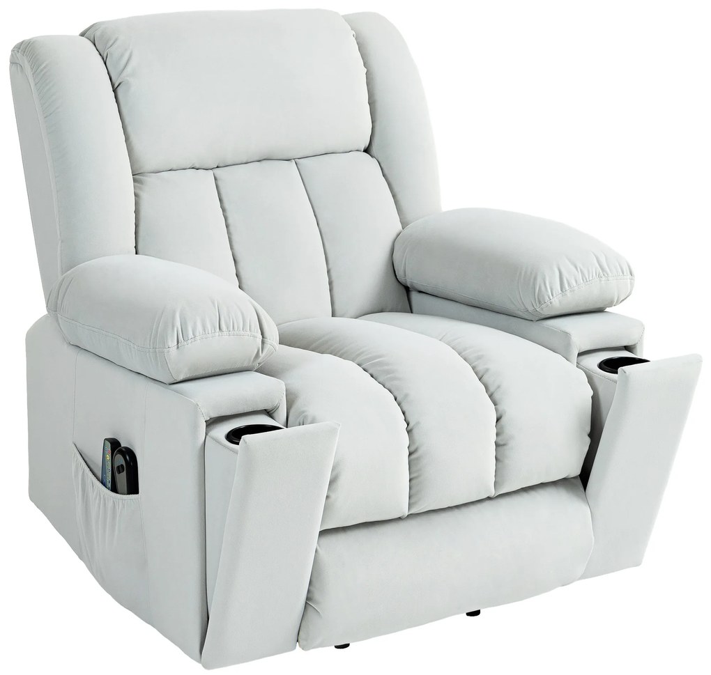 HOMCOM Elektryczny Fotel z Pomocą przy Wstawaniu, Miękki Aksamitny Materiał, Złącza USB