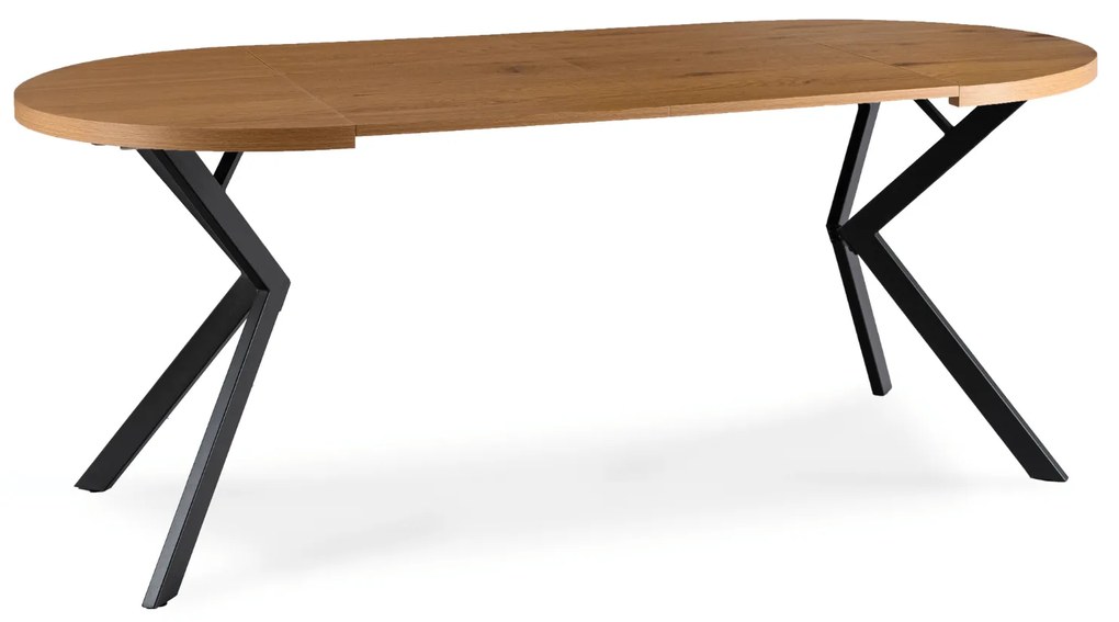 Stół Okrągły Rozkładany DORIAN 80-160 cm Dąb Złoty/Czarny Nowoczesny