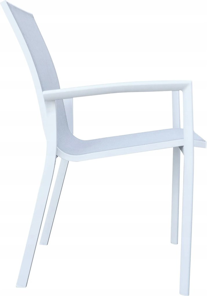 Krzesło ogrodowe aluminiowe białe 56x65x88cm komfortowe wytrzymałe tarasowe
