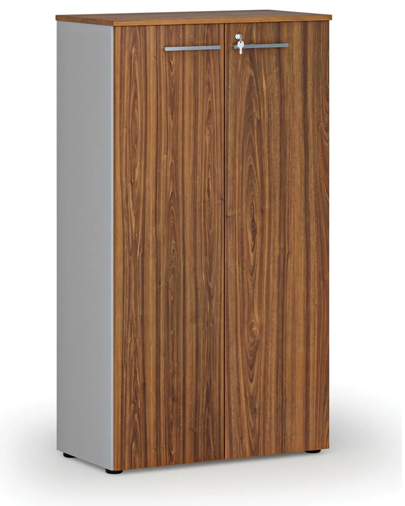 Szafa biurowa z drzwiami PRIMO GRAY, 800 x 420 x 1434 mm, szary/orzech