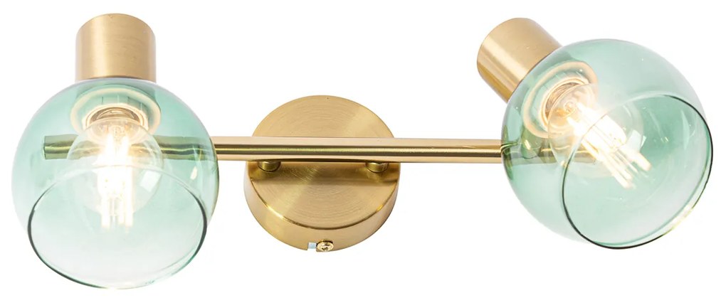Reflektorek / Spot / Spotow art deco złoty z zielonym szkłem 2-źródła światła - Vidro ArtDeco Oswietlenie wewnetrzne