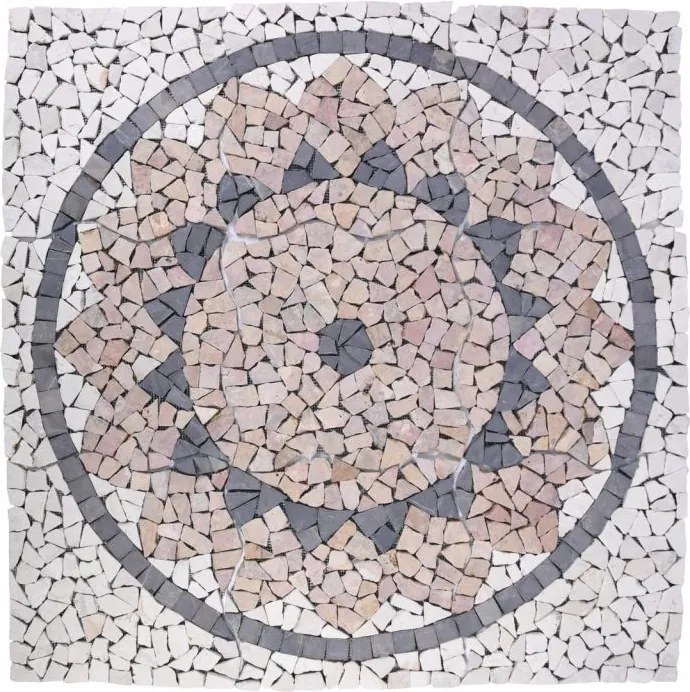 Mozaika marmurowa, motyw Słońca, 90 x 90 cm.