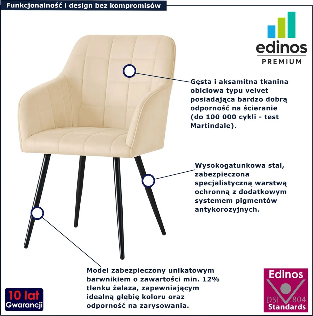 Zestaw 6 beżowych krzeseł pikowanych T3-P35