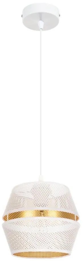 Lampa wisząca PARIS 1xE27/60W/230V biała/złota na linkę
