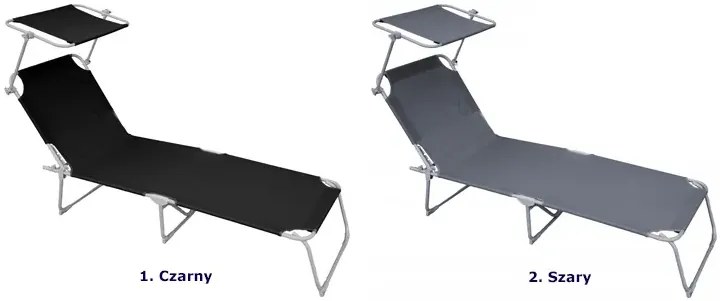 Leżak z regulowanym oparciem i daszkiem szary B6-B61