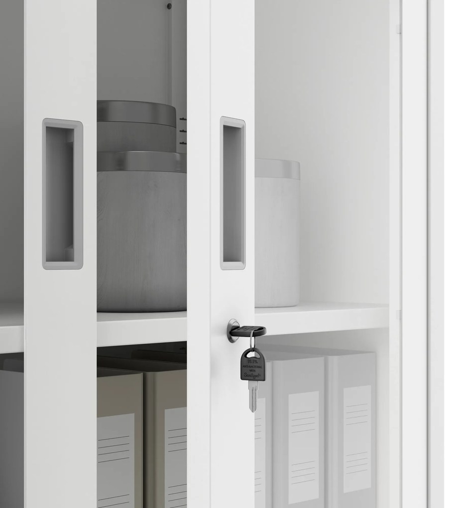 Biurowa szafa metalowa z sejfem na akta i dokumenty FILIP, 900 x 1850 x 400 mm, biała