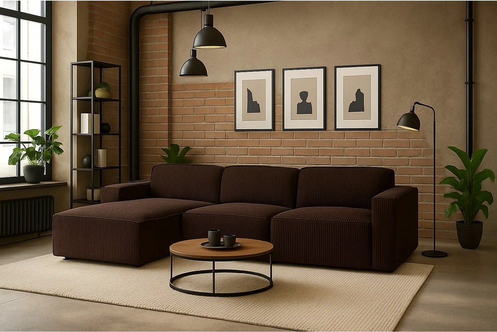 Narożnik w kształcie L Cursal, tkanina Poso, Brązowy, Lewy