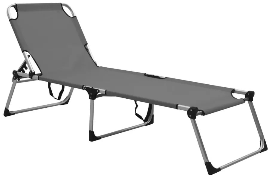 Leżak aluminiowy do ogrodu z oparciem szary H8-E40