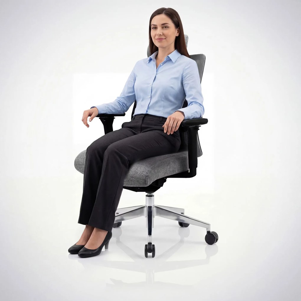 Fotel biurowy ergonomiczny szary z siatką VECTOR