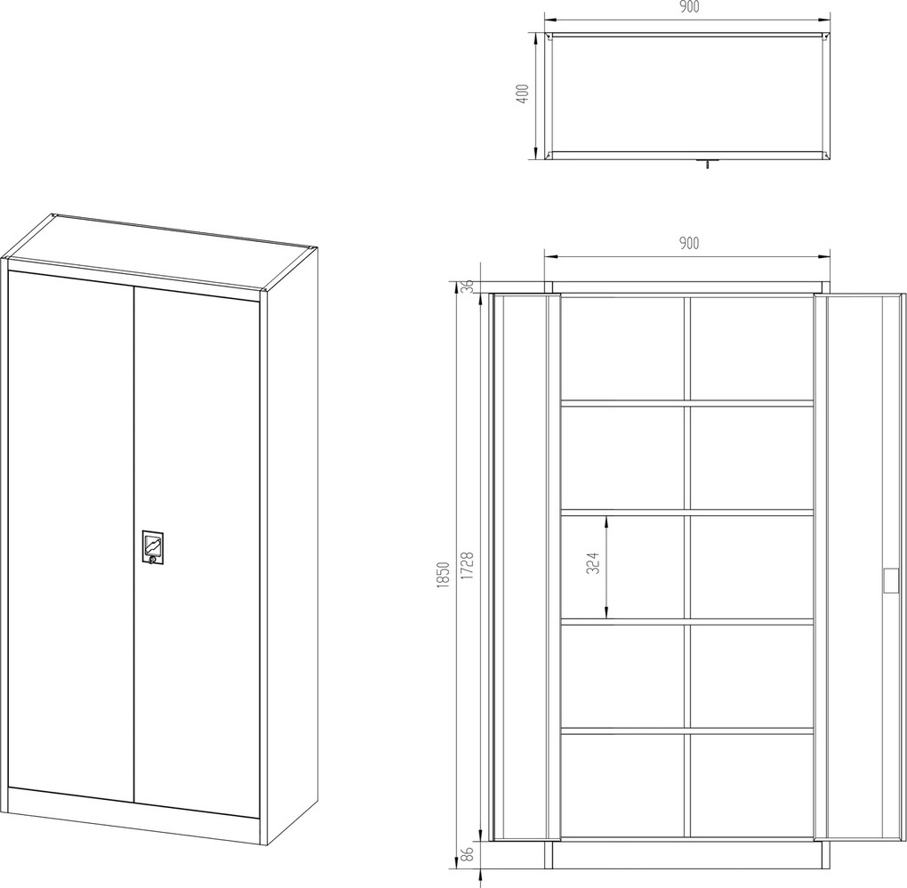 Szafa biurowa Fresh Style Jan 90x40x185 cm pastelowy zielony