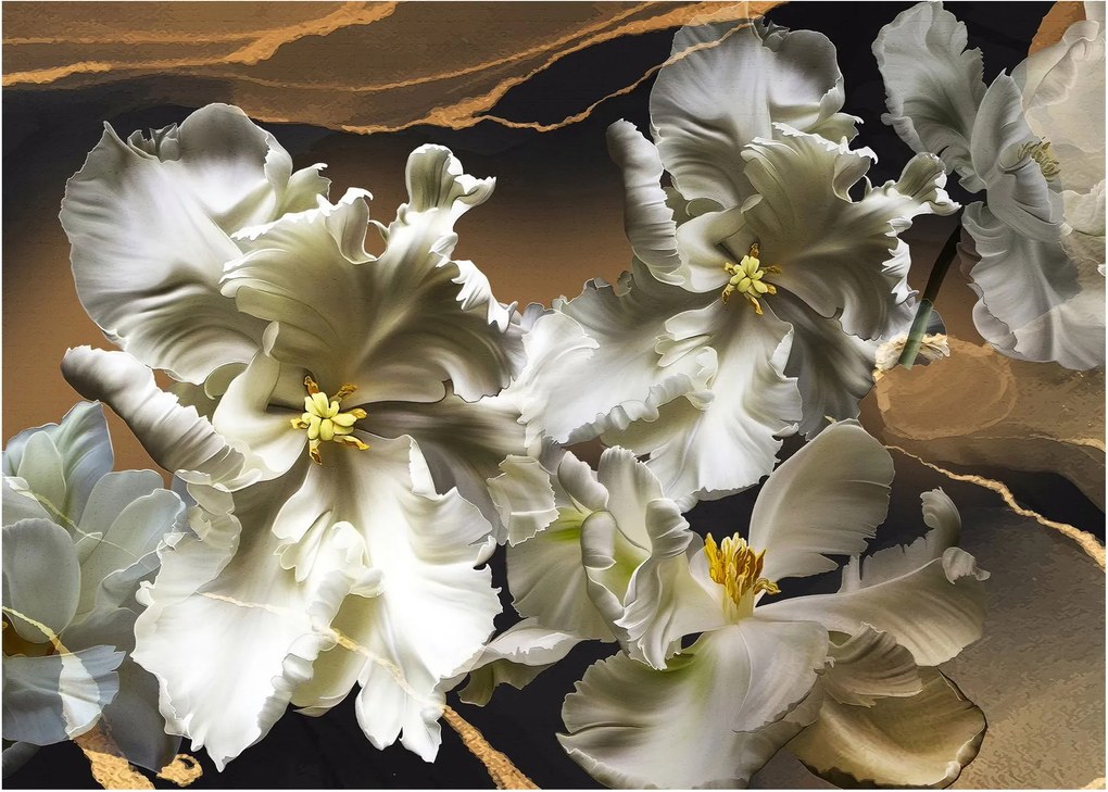 Obraz - Orchidea kwiaty na marmurowym tle (70x50 cm)