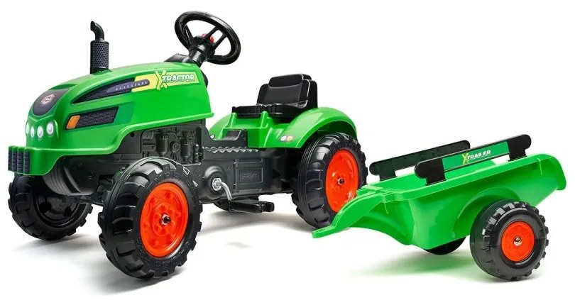 Falk traktorek x tractor zielony z przyczepką klakson od 2 lat