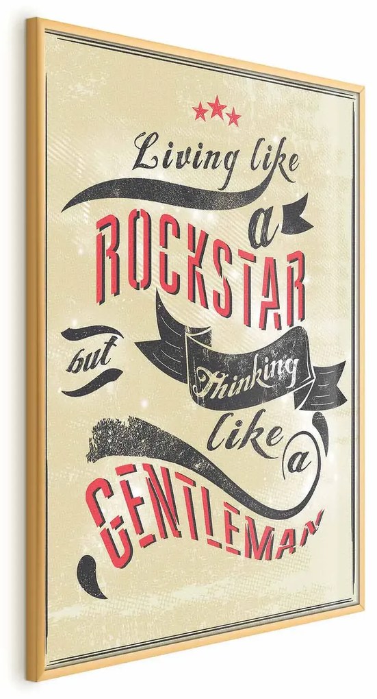 Plakat Rockstar 40x60 cm z ramą złotą bez marginesu ARTGEIST B