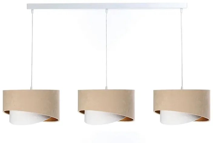 Beżowa potrójna lampa wisząca welurowa - 7X S503 N2-L48
