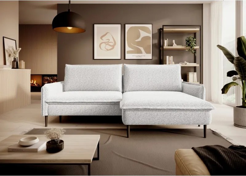 Narożnik GLOSSY z funkcją spania Prawostronny zestaw z poduszkami wolnostojący tkanina BUBBLE 01 WERSAL