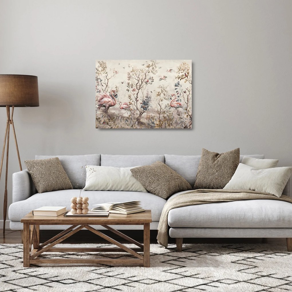 Obraz na szkle - Rysunek flamingów (70x50 cm)