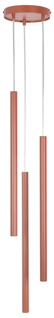 Żyrandol Sopel 3 ceglany - potrójna lampa w nowoczesnym, industraialnym stylu