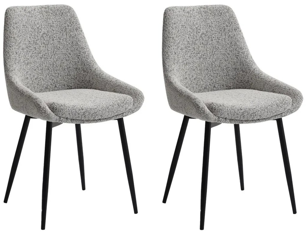 Zestaw 2 krzeseł z tkaniny tweedowej i czarnego metalu - Kremowy - MASURIE
