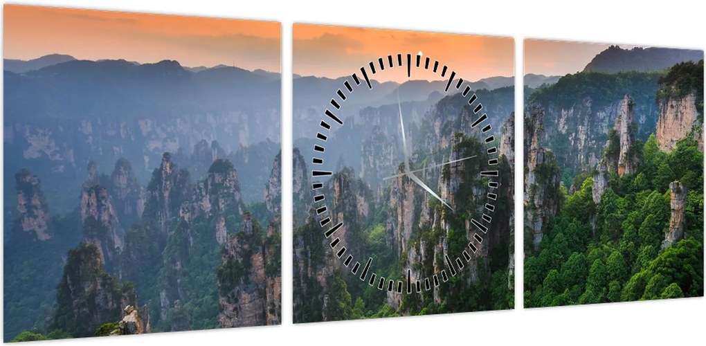 Obraz - Narodowy Park Leśny Zhangjiajie (z zegarem) (90x30 cm)