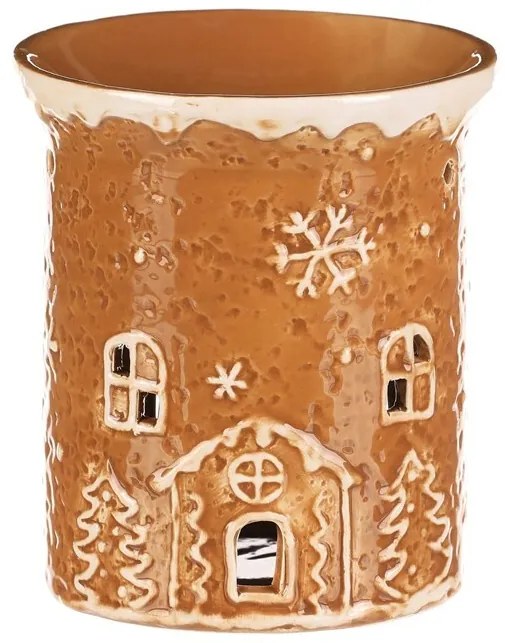 Ceramiczny kominek zapachowy domek z piernika, brązowy