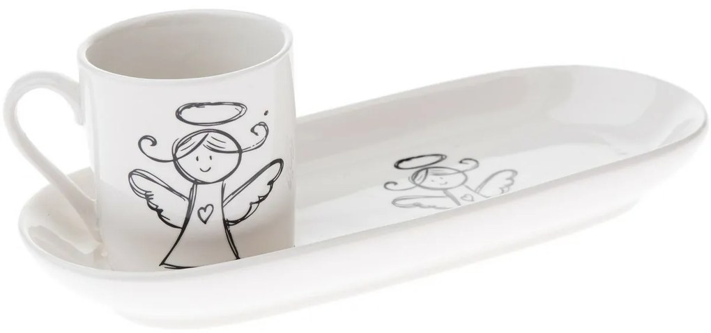 Porcelanowy kubek z podstawką Anioł 90 ml