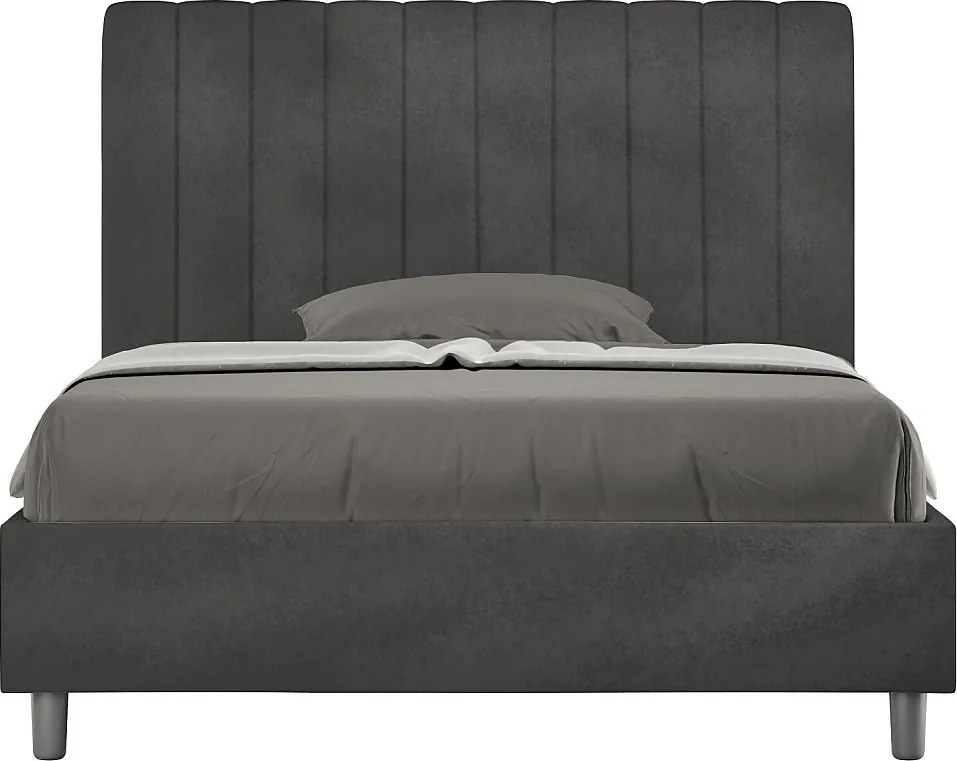 Łóżko wyposażone w stelaż z listwami tapicerowane 120x200 microfibra szary Agueda