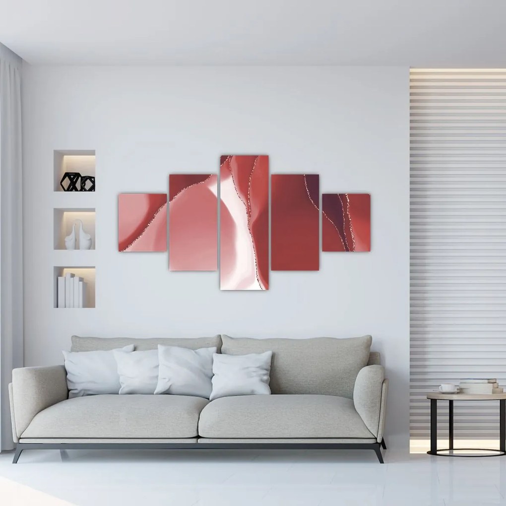 Obraz - Czerwony abstrakcyjny kwiat N⁰3 (125x70 cm)