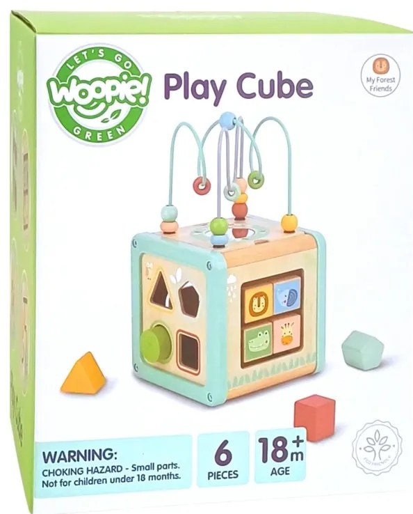 Woopie green drewniana kostka aktywności multifunkcyjna edukacyjna sorter