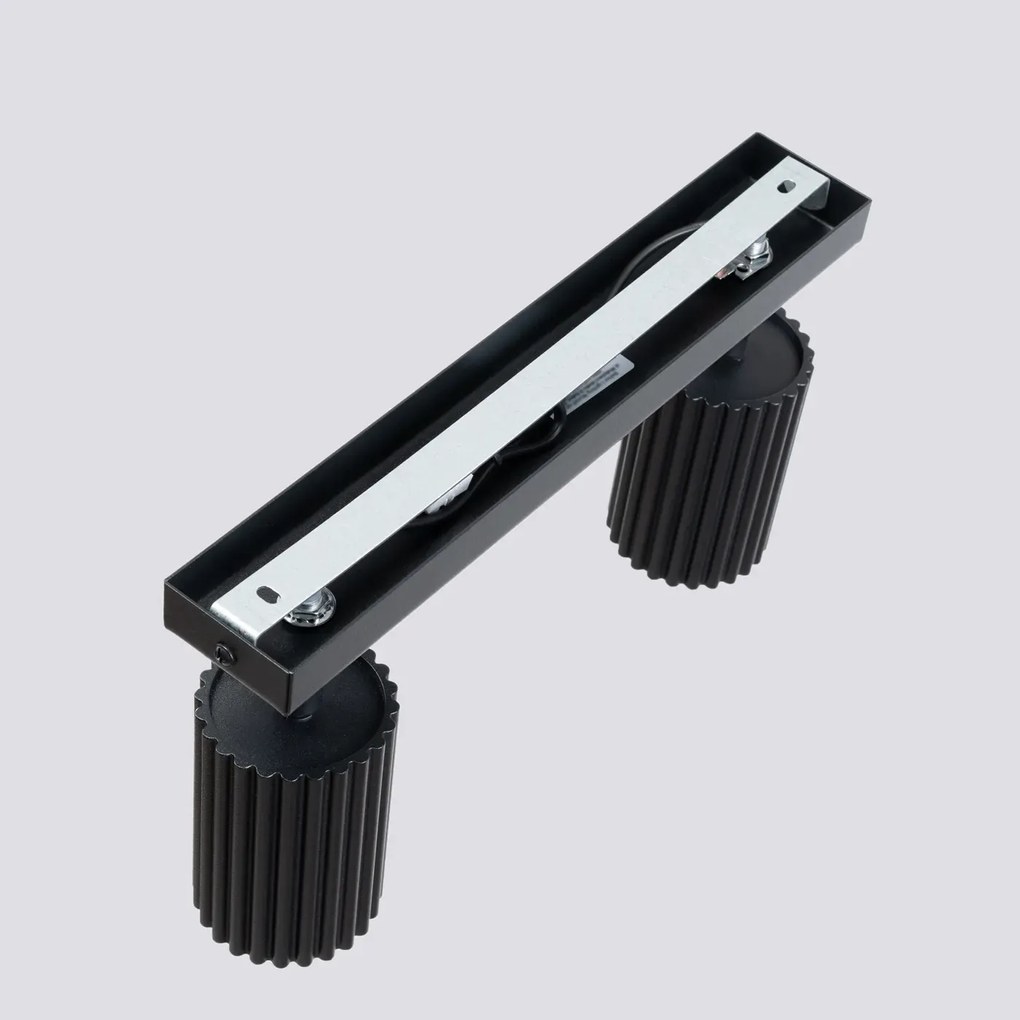 Listwa oświetleniowa 2-punktowa KARBON 2L czarna ryflowana SOLLUX  LIGHTING