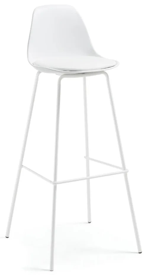 Biały hoker z imitacji skóry (wysokość siedziska 75 cm) Brighter – Kave Home