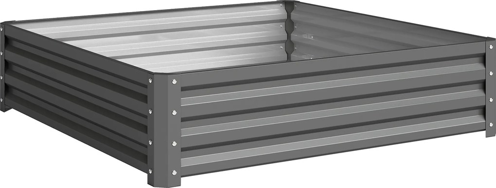 Outsunny Skrzynka ogrodowa, Pflanzkasten z obudową stalową, Jasnoszary, 120 x 120 x 30 cm