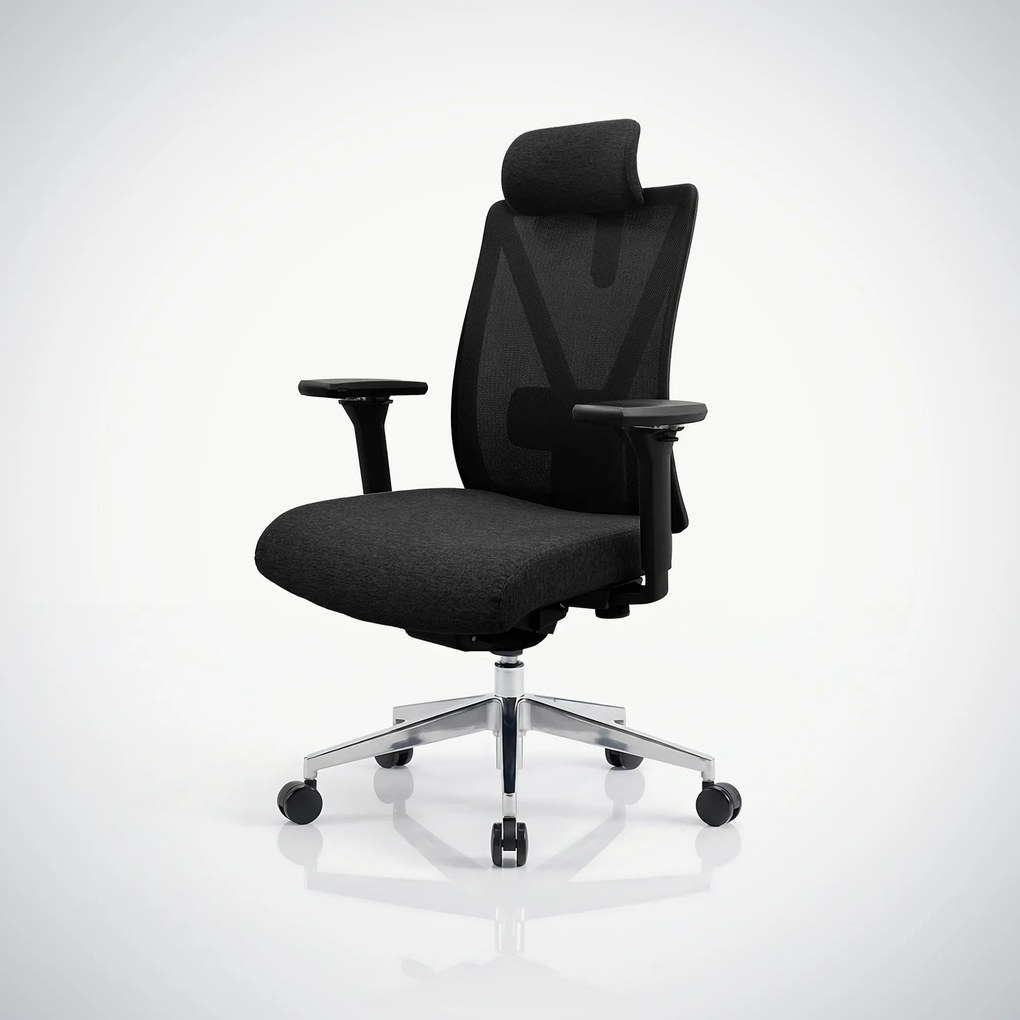 Fotel biurowy ergonomiczny obrotowy z siatkowym oparciem czarny: VECTOR