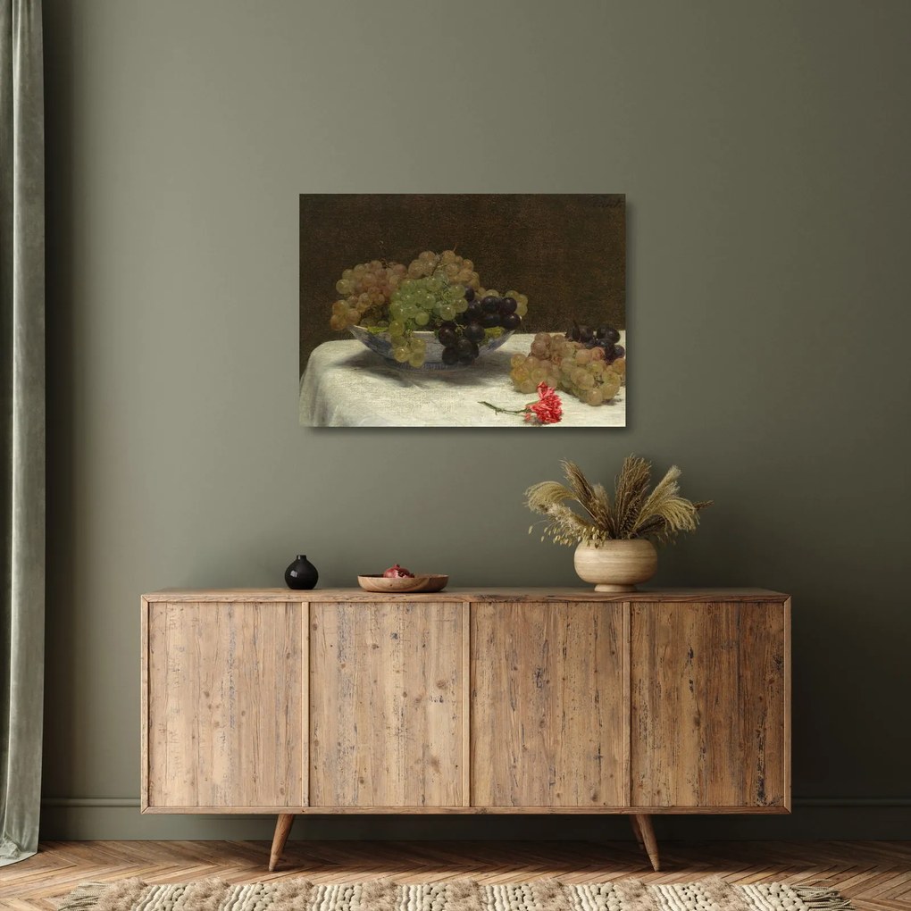 Obraz na szkle - Henri Fantin-Latour, Still Life with Grapes and a Carnation, reprodukcje (70x50 cm)