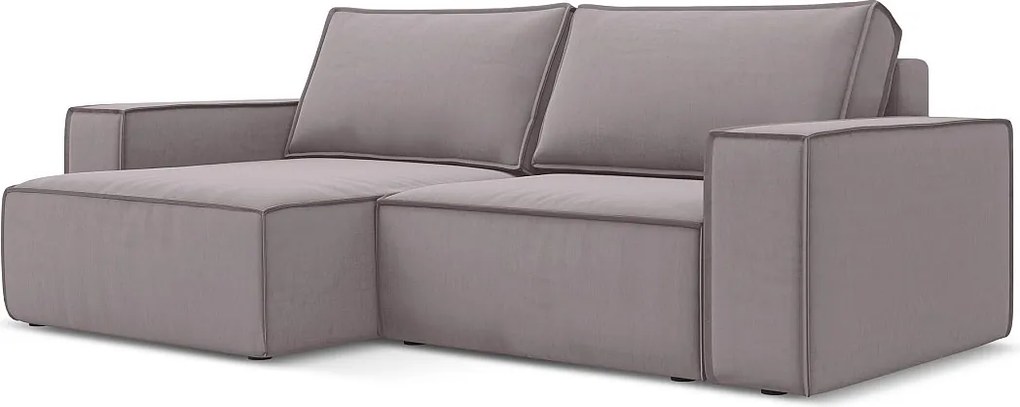 Narożnik lewostronny z funkcją spania - z tkaniny welwetowej - lawendowy - KIMO