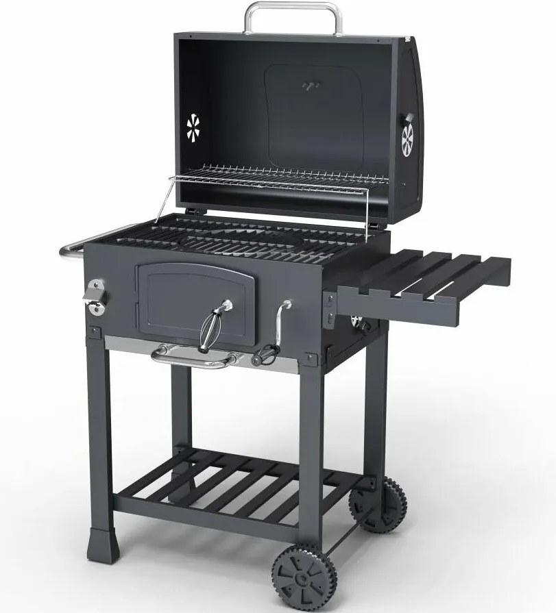 Avenberg Grill wielofunkcyjny BBQ Genius + ruszt żeliwny + kamień do pizzy, 70 x 103 x 105 cm