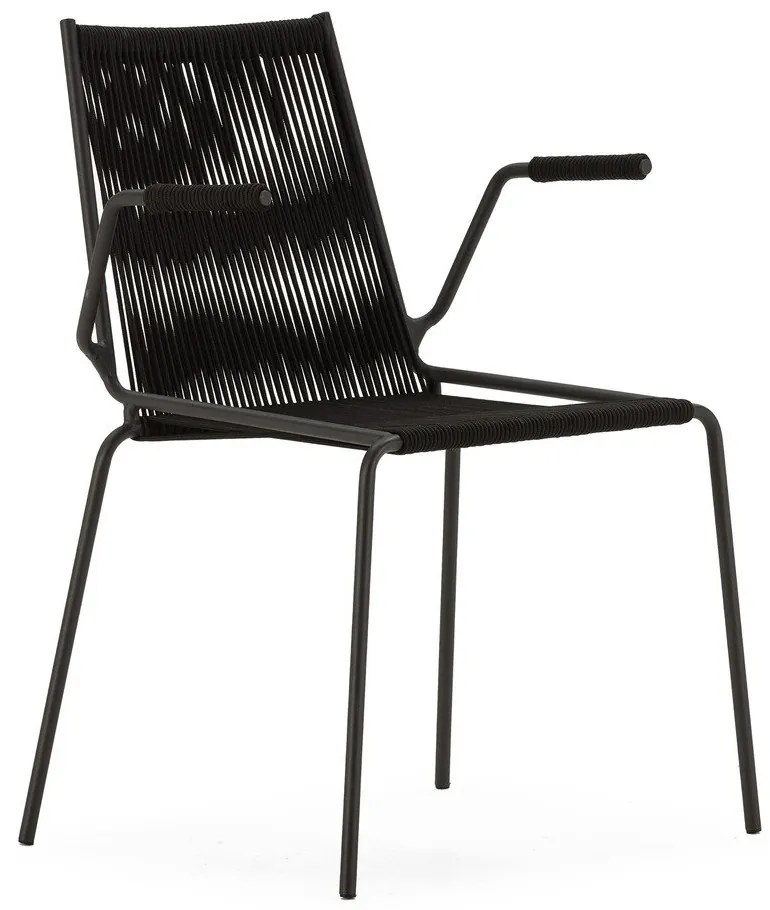 Czarne metalowe krzesła zestaw z podłokietnikami/sztaplowane 2 szt. Emily – Marckeric