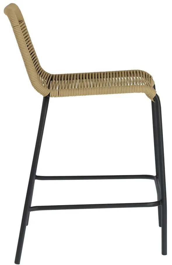 Beżowy hoker ze stalową konstrukcją Kave Home Glenville, wys. 62 cm