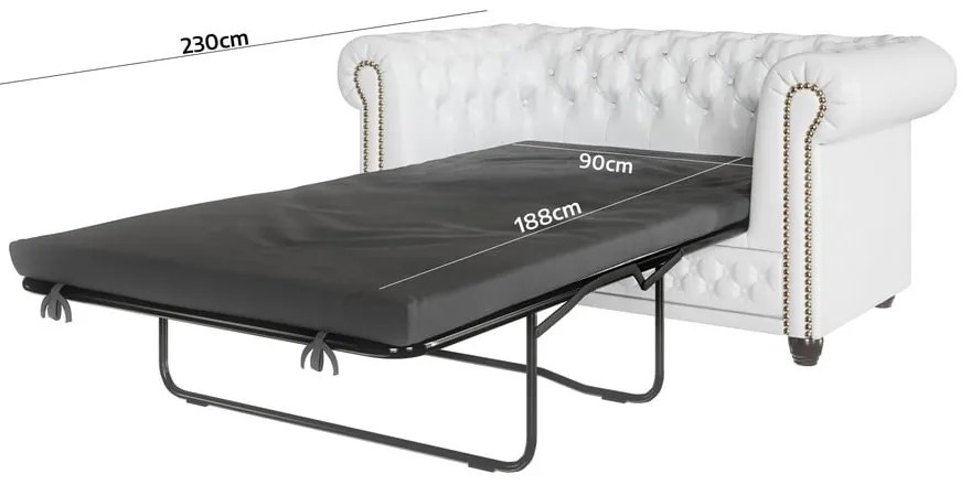 Biała rozkładana sofa z imitacji skóry 148 cm York – Ropez