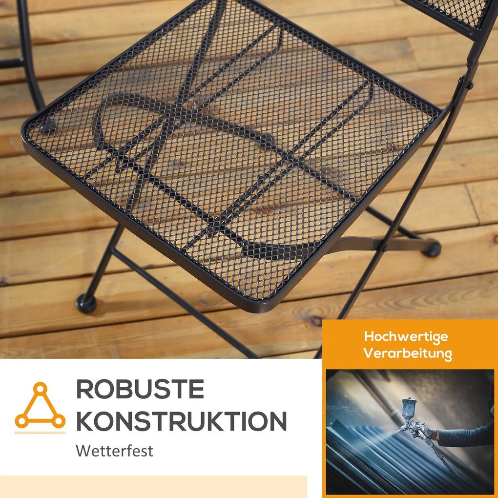 3-częściowy zestaw bistro składający się ze stołu i 2 krzeseł metal czarny Outsunny