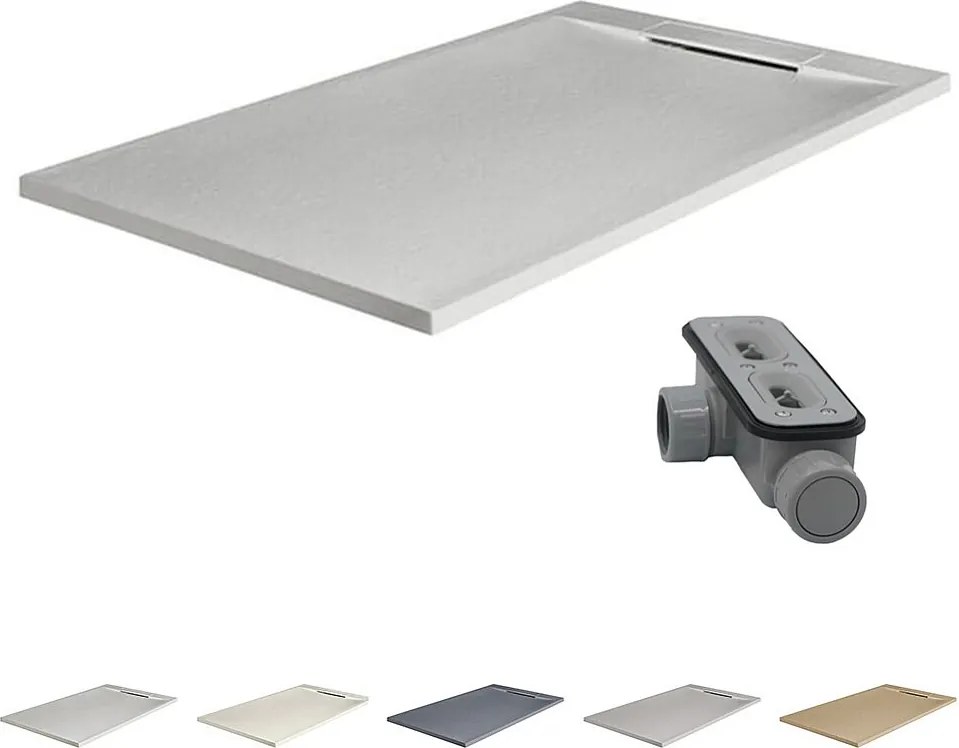 Brodzik z żywicy antypoślizgowy z ukrytym syfonem | Kolor Szary Perłowy | 200x70cm