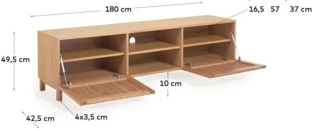 Szafka pod TV w dekorze dębu 180x50 cm Beyla – Kave Home
