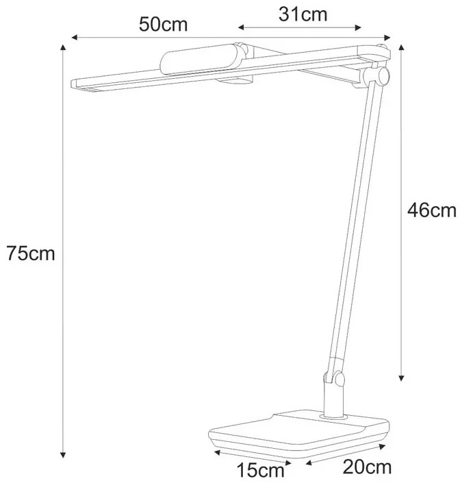 Srebrna regulowana lampka kreślarska biurkowa LED - 3X A682 H5-A07