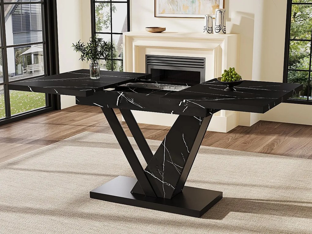 Stół rozsuwany 120-160x75x75.5cm - Dla 6-8 osób - Z MDF - Czarny