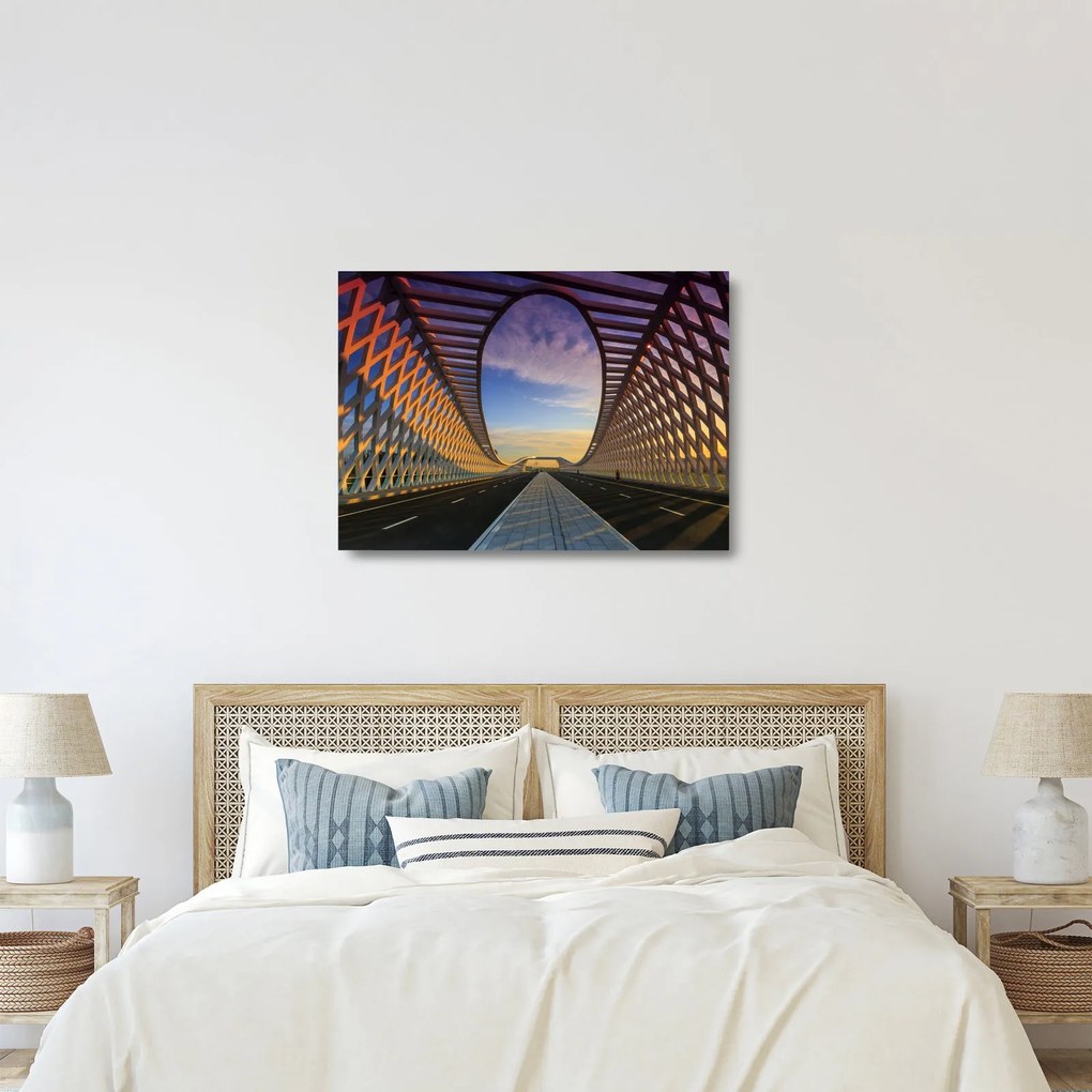 Obraz na szkle nowoczesnej architektury mostowej (70x50 cm)