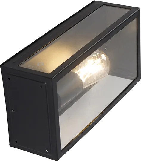 Industrialna lampa ścienna zewnętrzna czarna IP44 ze szkłem - Rotterdam