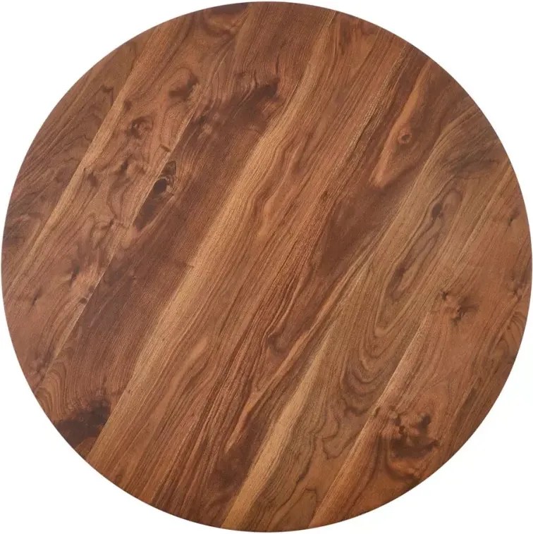 Okrągły stół Hestiano 110 cm w kolorze orzechowym z MDF i złotymi detalami do jadalni