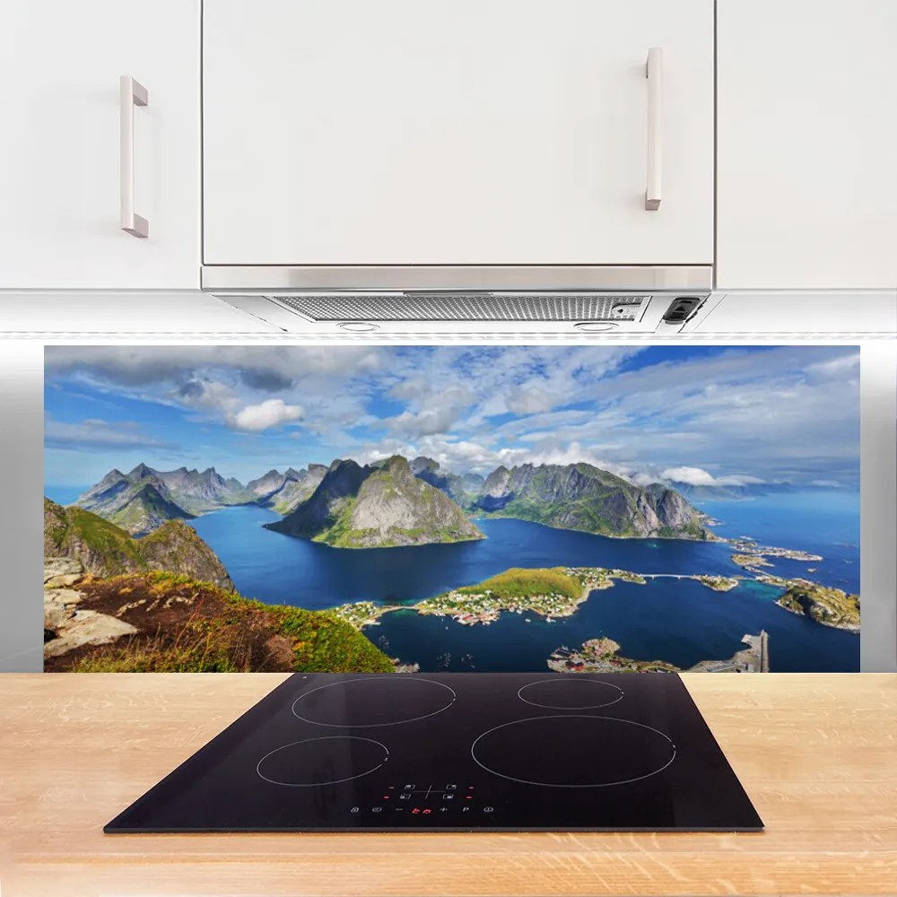 Panel Szklany do Kuchni Fiordy W Lazurowym Blasku