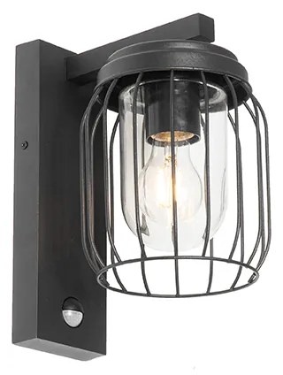 Zewnetrzna Nowoczesna lampa ścienna zewnętrzna czarna IP44 z czujnikiem ruchu - Luc Nowoczesny Oswietlenie zewnetrzne