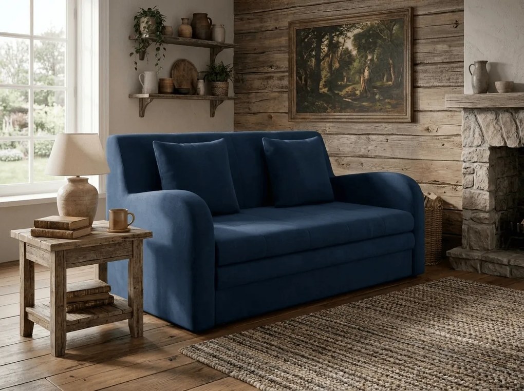 Rozkładana sofa dwuosobowa ARIO NUBE, ciemnoniebieska